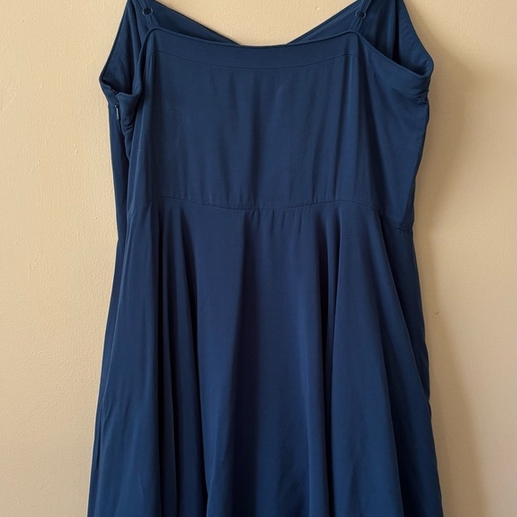 Aritzia| Talula Lipinski Teal Soft V Neck Fit Flare Mini Skater Swing Dress Sz 8 - Picture 5 of 7
